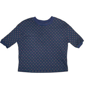 Madewell Cherry Jacquard Boxy Cropped Tee Shirt Navy Blue Women's Size‎ XS